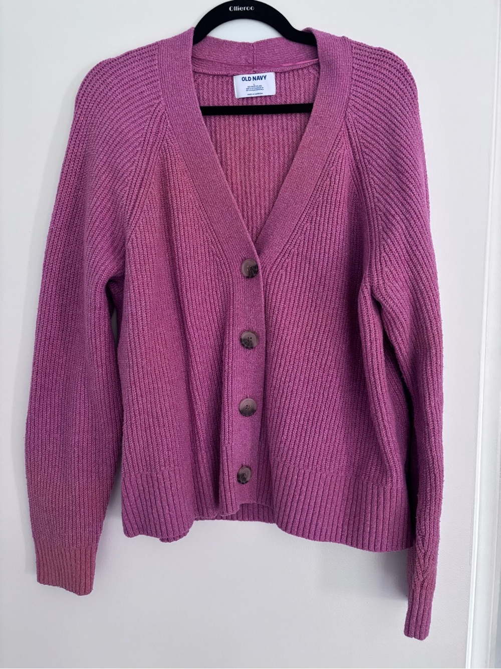 Old Navy Rose Pink Button-Up Ribbed V-Neck Cardigan